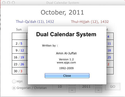 Dual Calendar System 1.2 : Main Window