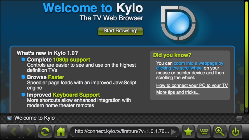 Kylo 1.0 : Welcome Screen