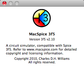 MacSpice 2.1 : Program version