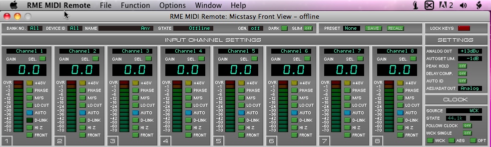 MIDI Remote 1.6 : Main window