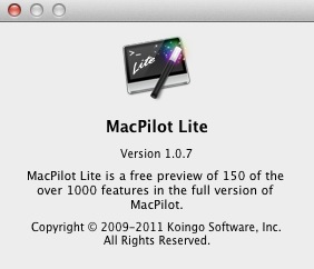 MacPilot Lite 1.0 : About window