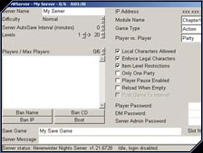 Neverwinter Nights 2 Server 1.2 : Main window