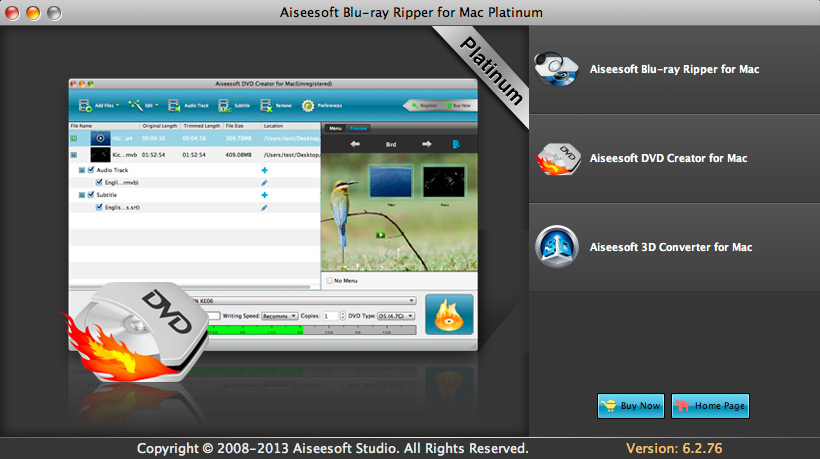 Aiseesoft Blu-ray Ripper Mac Platinum 6.3 : Main Window