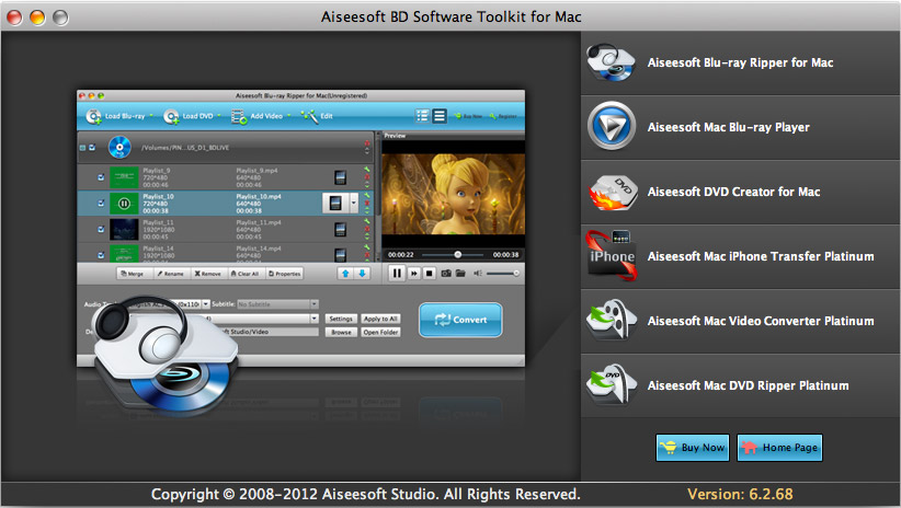 Aiseesoft BD Software Toolkit for Mac 6.3 : Main Window