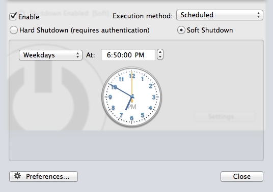 Mac Shutdown 3.0 : Configuring Shut Down Options
