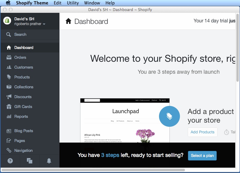 Shopify Theme 1.0 : Main Window