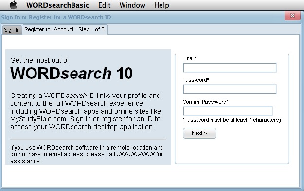 WORDsearchBasic 10.5 : Main window