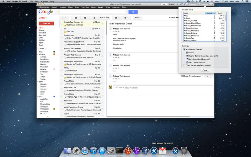Viewer for Gmail with notifications 1.0 : Main Window