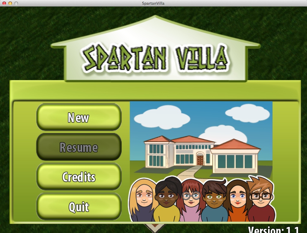Spartan Villa 1.1 : Main Menu Window