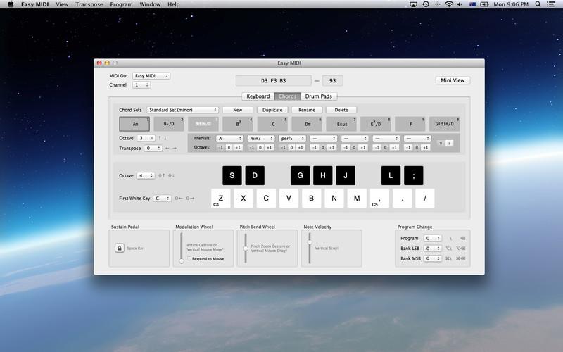 Easy MIDI - Turn your Mac keyboard & mouse into a MIDI Controller 1.4 : Easy MIDI - Turn your Mac keyboard & mouse into a MIDI Controller screenshot