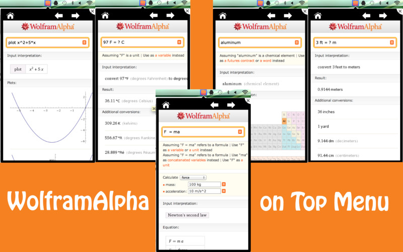 MenuApp for WolframAlpha 1.0 : MenuApp for WolframAlpha screenshot