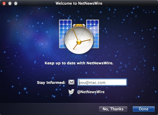 NetNewsWire 4.0 beta : Welcome Window