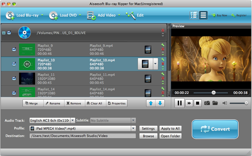 Aiseesoft Blu-ray Ripper for Mac 7.0 : Main Window