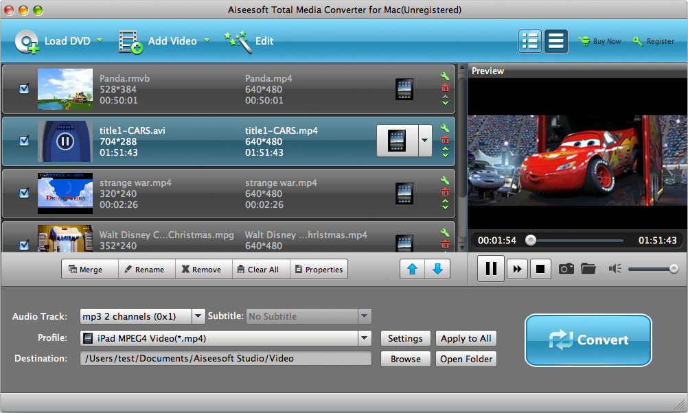 Aiseesoft Total Media Converter for Mac 6.3 : Main Window