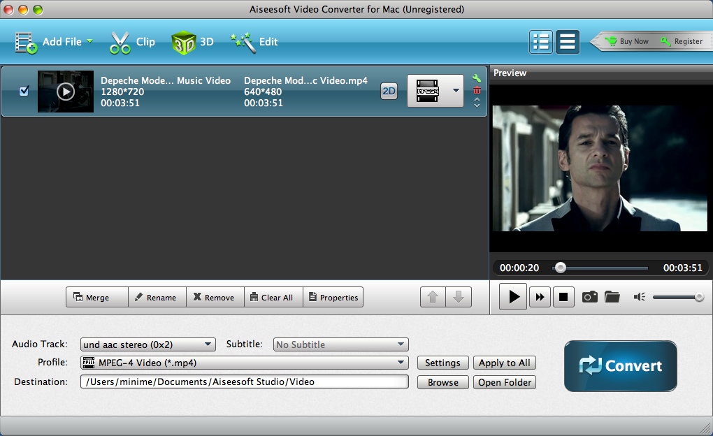 Aiseesoft Video Converter for Mac 8.0 : Main Window