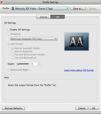 Configuring 3D Video Settings
