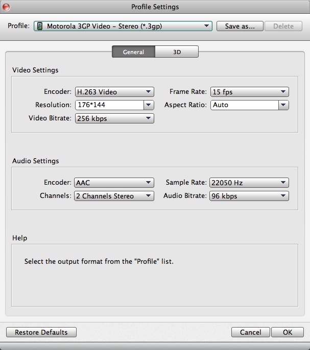 Aiseesoft Video Converter for Mac 8.0 : Configuring Output Settings