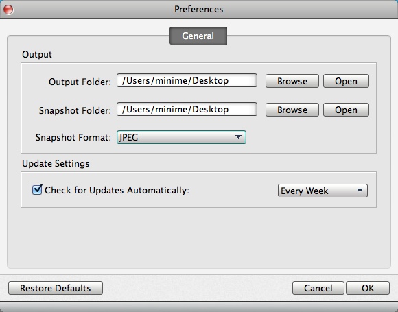 Aiseesoft Video Converter for Mac 8.0 : Program Preferences