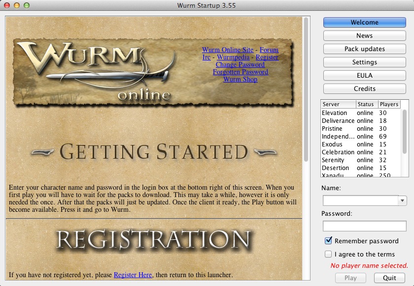 Wurm Online 3.5 : Main window