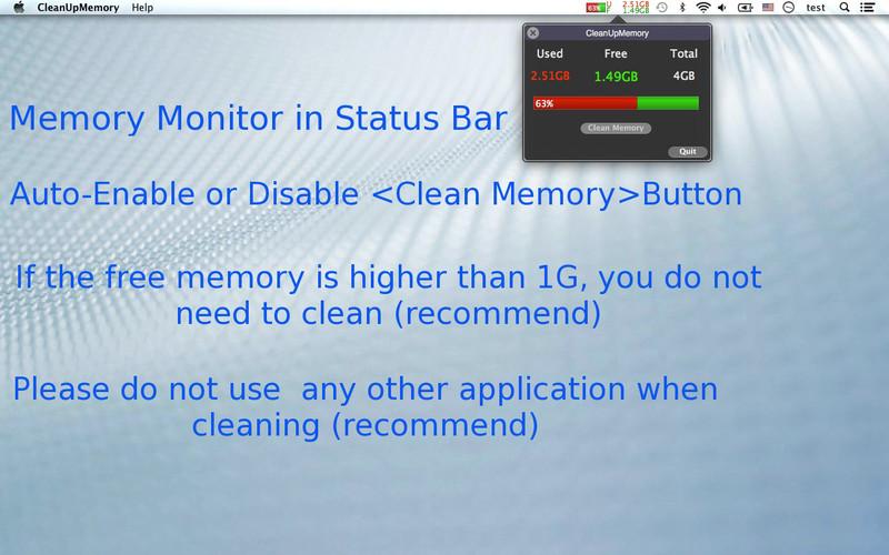 CleanUpMemory 1.6 : CleanUpMemory screenshot