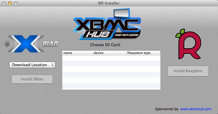 XPi Installer 1.1 : Main window