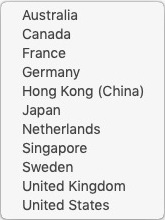 VPN Shield 2.1 : Country List