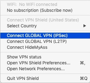 VPN Shield 2.1 : Menu