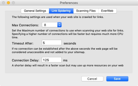 RAGE Sitemap Automator 3.7 : Link Spidering Settings