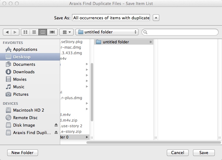 Araxis Find Duplicate Files 2013.4 : Saving Duplicate List