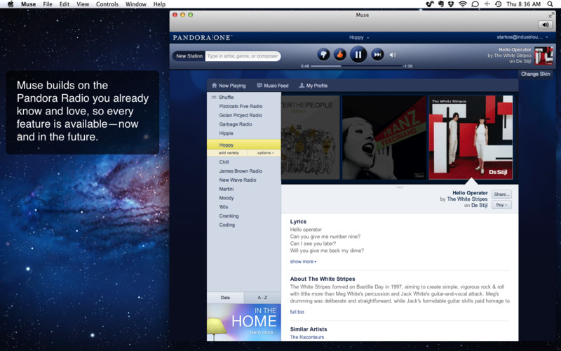 Muse - Pandora Radio Player 2.0 : Muse - Pandora Radio Player screenshot