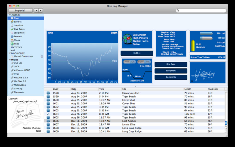 Dive Log Manager 3.4 : Dive Log Manager screenshot