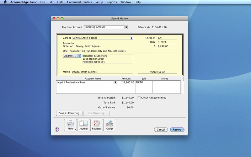 AccountEdge Basic 1.1 : AccountEdge Basic screenshot