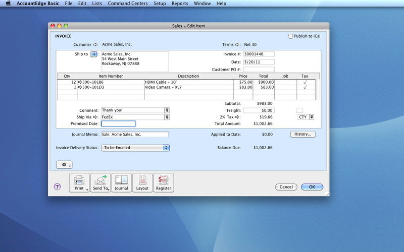 AccountEdge Basic 1.1 : AccountEdge Basic screenshot