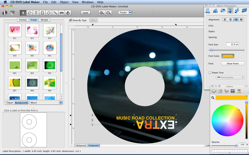 Mac CD:DVD Label Maker 2.2 : CD DVD Label Maker screenshot