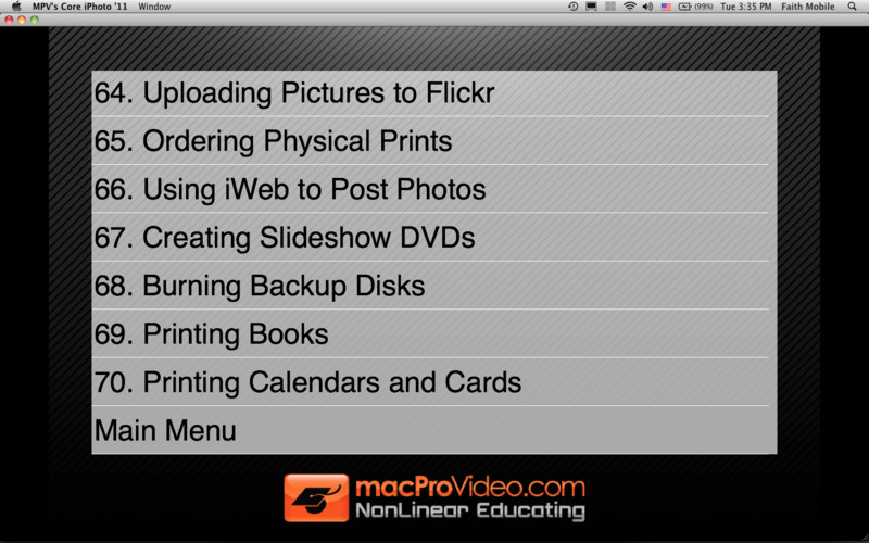 MPV's iPhoto '11 101 - Core iPhoto '11 1.1 : Course For iPhoto '11 101 - Core iPhoto '11 screenshot