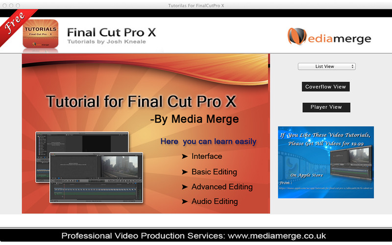 Tutorials for Final Cut Pro - X Free 1.1 : Tutorials for Final Cut Pro - X Free screenshot