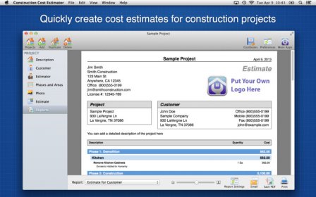 Construction Cost Estimator screenshot