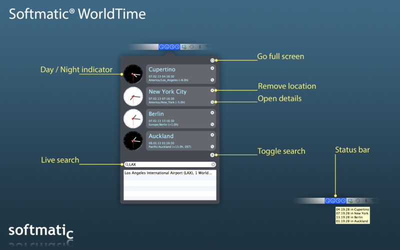 WorldTime 1.1 : Softmatic WorldTime screenshot