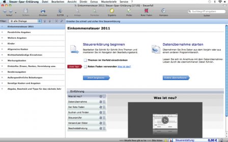 Steuer-Spar-Erklärung 2012 screenshot