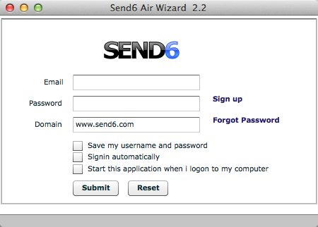 Send6 Air Wizard 2.2 : Main window