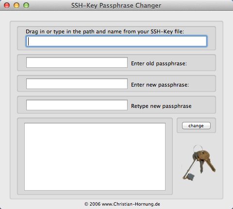 SSH-Key Passphrase Changer 0.1 : Main window