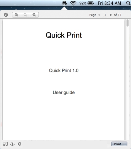 Quick Print 1.0 : App in the Menu Bar