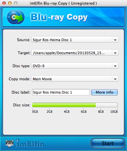 ImElfin Blu-Ray Copy for Mac 1.2 : Main Window