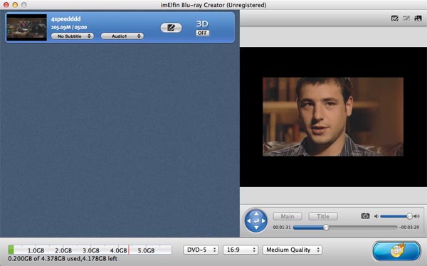 ImElfin Blu-ray Creator for Mac 1.2 : Main Window