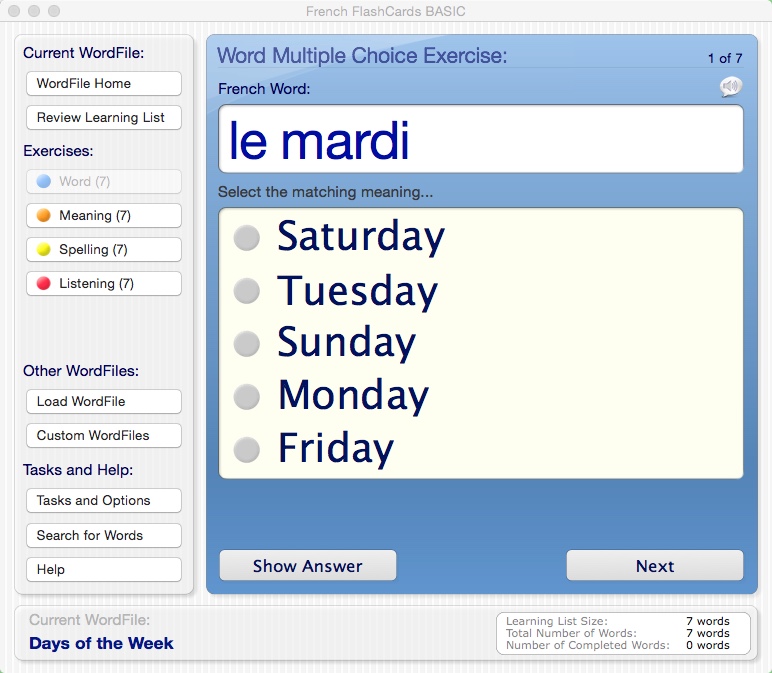 French FlashCards BASIC 2.4 : Word Exercises