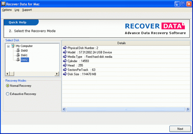 Mac Data Recovery Software 3.0 : Main Window