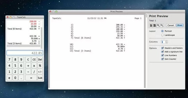 TapeCalc 1.3 : Main Window