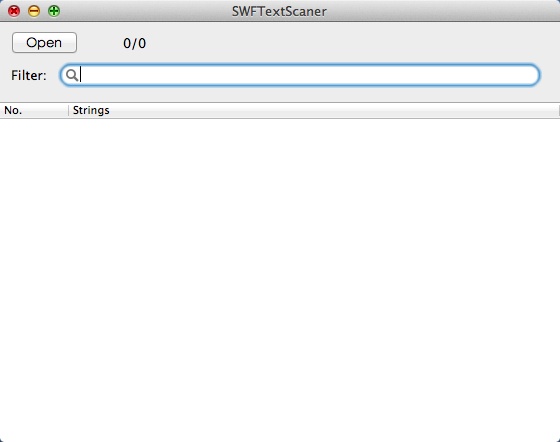 SWFTextScaner 1.0 : Main Window