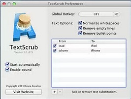 TextScrub 1.0 : Configuration Window
