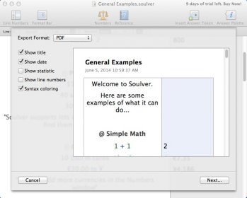 Exporting Calculations